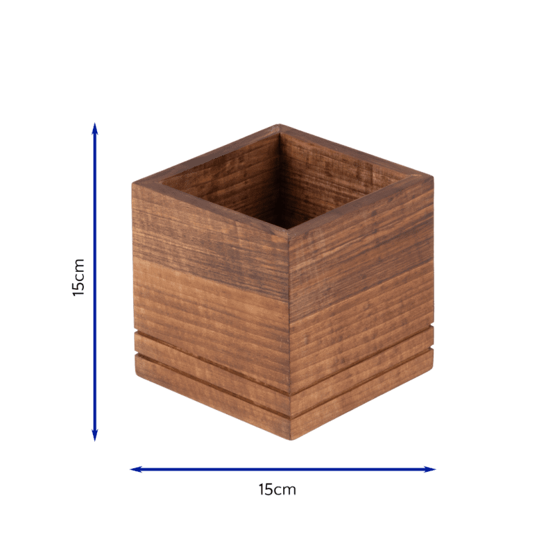 Small Oiled Walnut Buffet Basket with dimensions