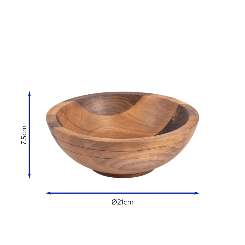 Small Oiled Walnut Buffet Bowl with dimensions