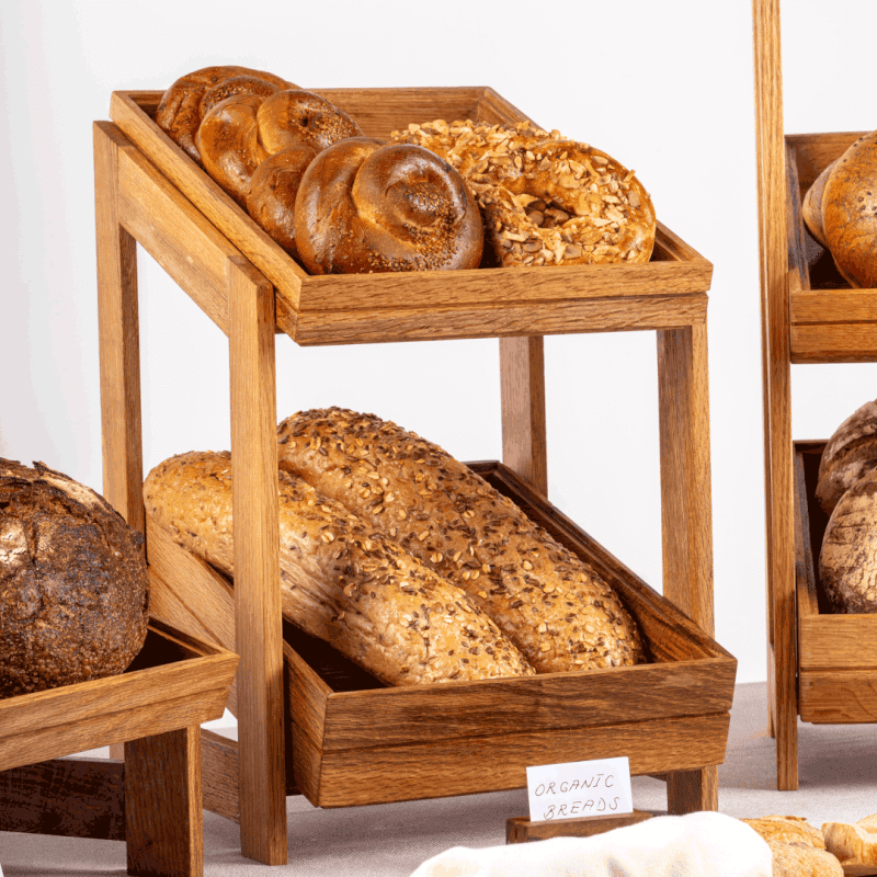 Various breads displayed in a 2 Tier Stand GN 1-2