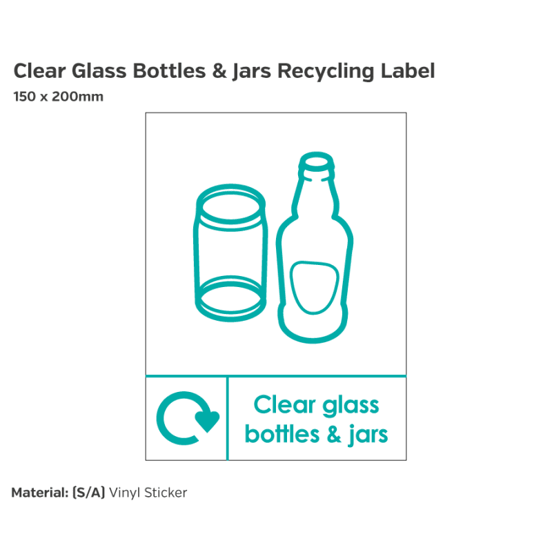 Clear Glass Bottles and Jars Recycling Label