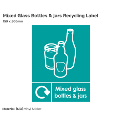 Mixed Glass Bottles and Jars Recycling Label