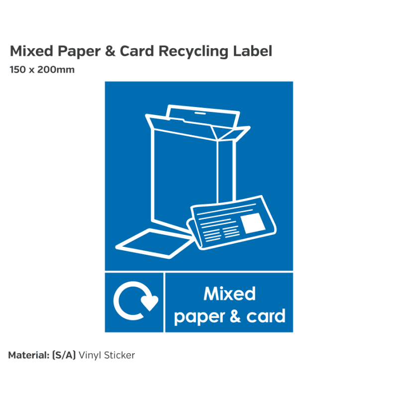 Mixed Paper and Card Recycling Label