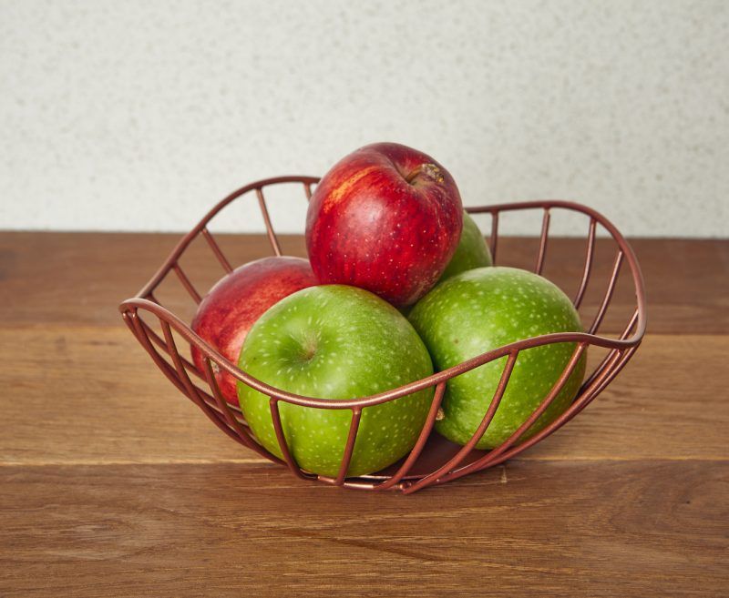 Apples in a Lotus Leaf Copper Wire Basket