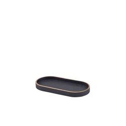 Oval Black Wood Veneer Tray