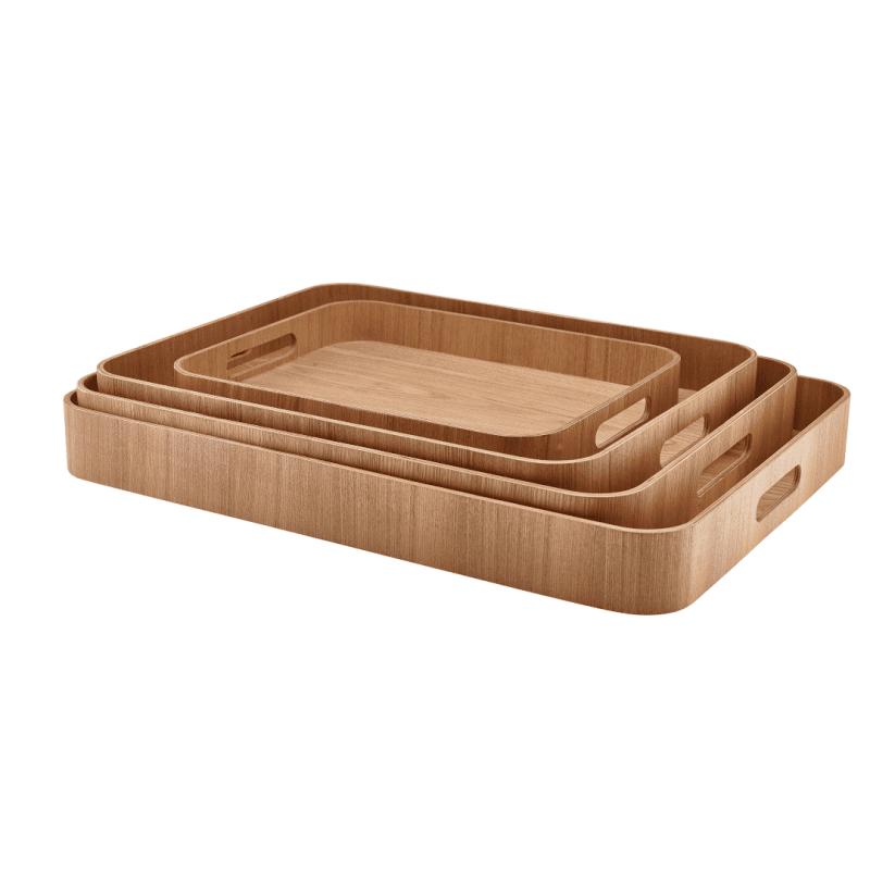 Range of Light Wood Veneer Butler Trays