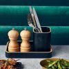 Table setting with Black Wood Veneer Tray and Table Caddy
