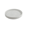 Angled view of Incise Porcelain Lucine Presentation Plate 18cm