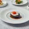 Food dsplayed on an Incise Porcelain Lustre Winged Plate