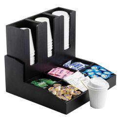 Black Beverage Condiment Organiser with removable cup holders