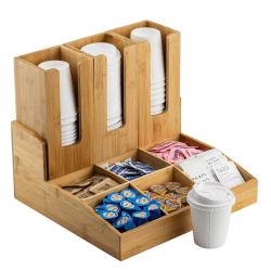 Beverage Condiment organiser used to display disposable coffee cups
