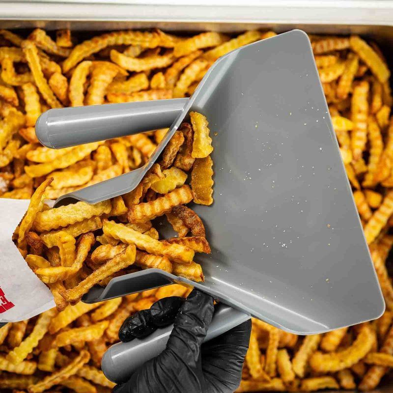 Chip Bagging with a Plastic Dual Handle Chip Bagger