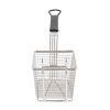 Front view of Rectangular Fry Basket with Black Handle