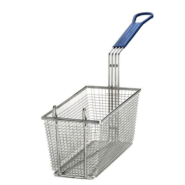 Rectangular Fry Basket With Blue Handle