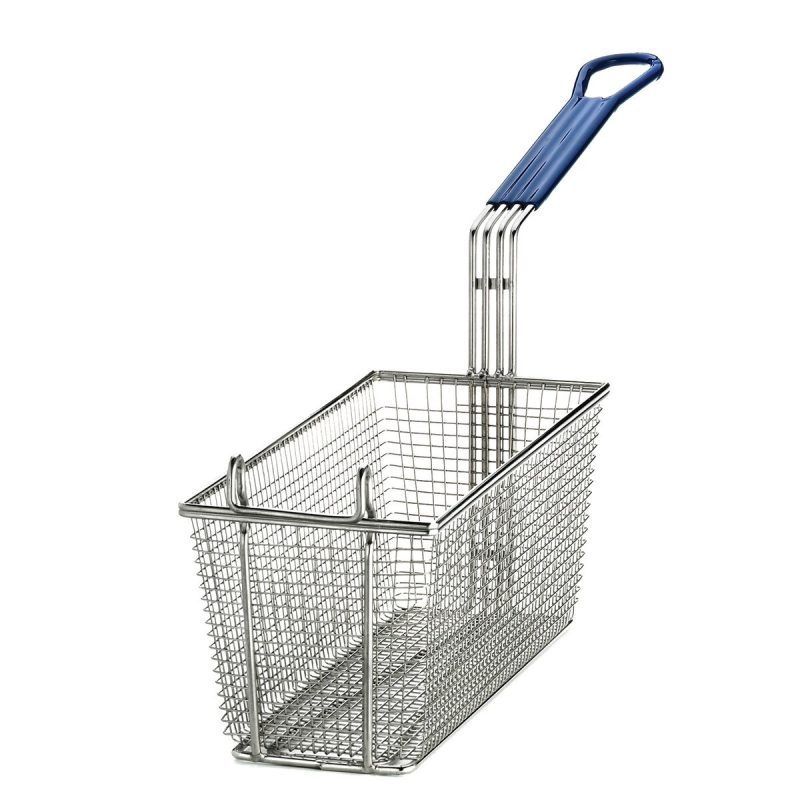 Rectangular Fry Basket With Blue Handle