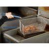 Rectangular Fry Basket With Blue Handle In Use