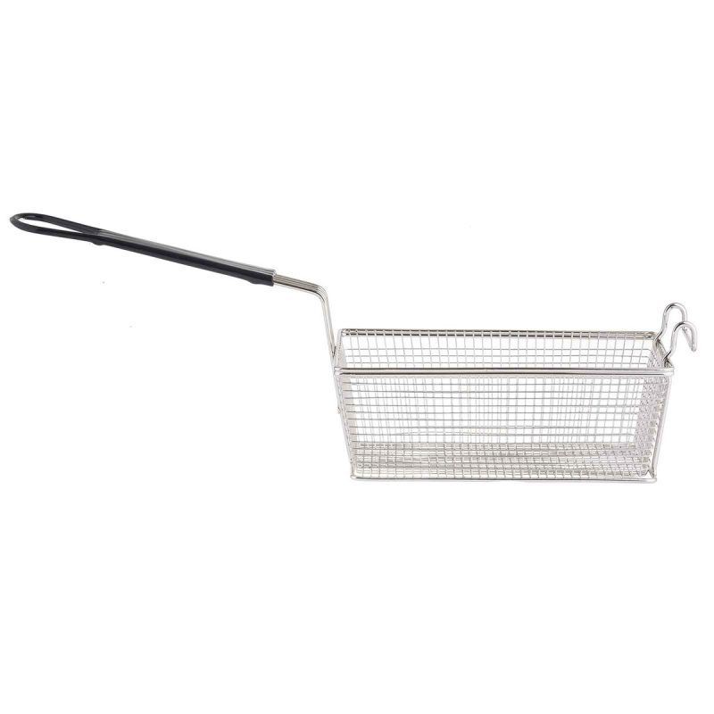 Side view of Rectangular Fry Basket with Black Handle