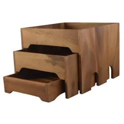 Acacia Wood 3 Drawer Display Box