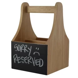 Rubberwood Utensil Caddy With Chalkboard
