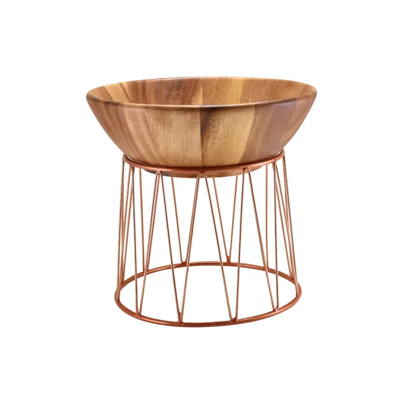 20cm Copper Riser with Acacia Wood Bowl