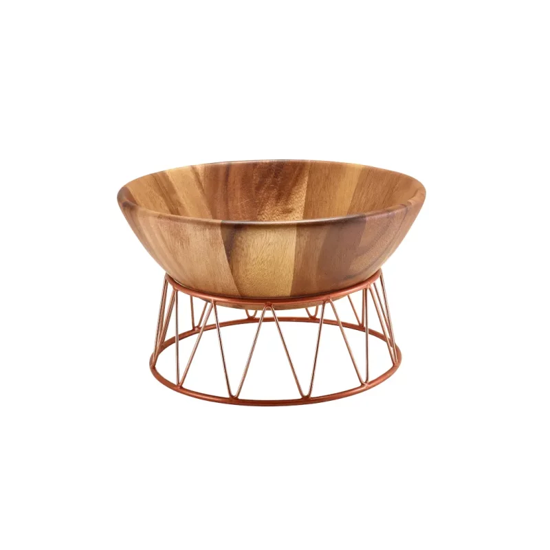 Copper Crown Buffet Riser with Acacia Wood Bowl