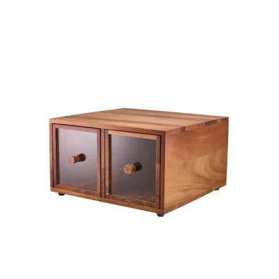 Acacia Wood Double Bread Box