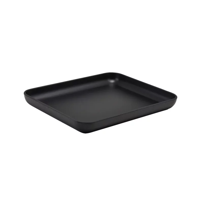 Angled view of Melamine Black Jute Platter GN 1-2