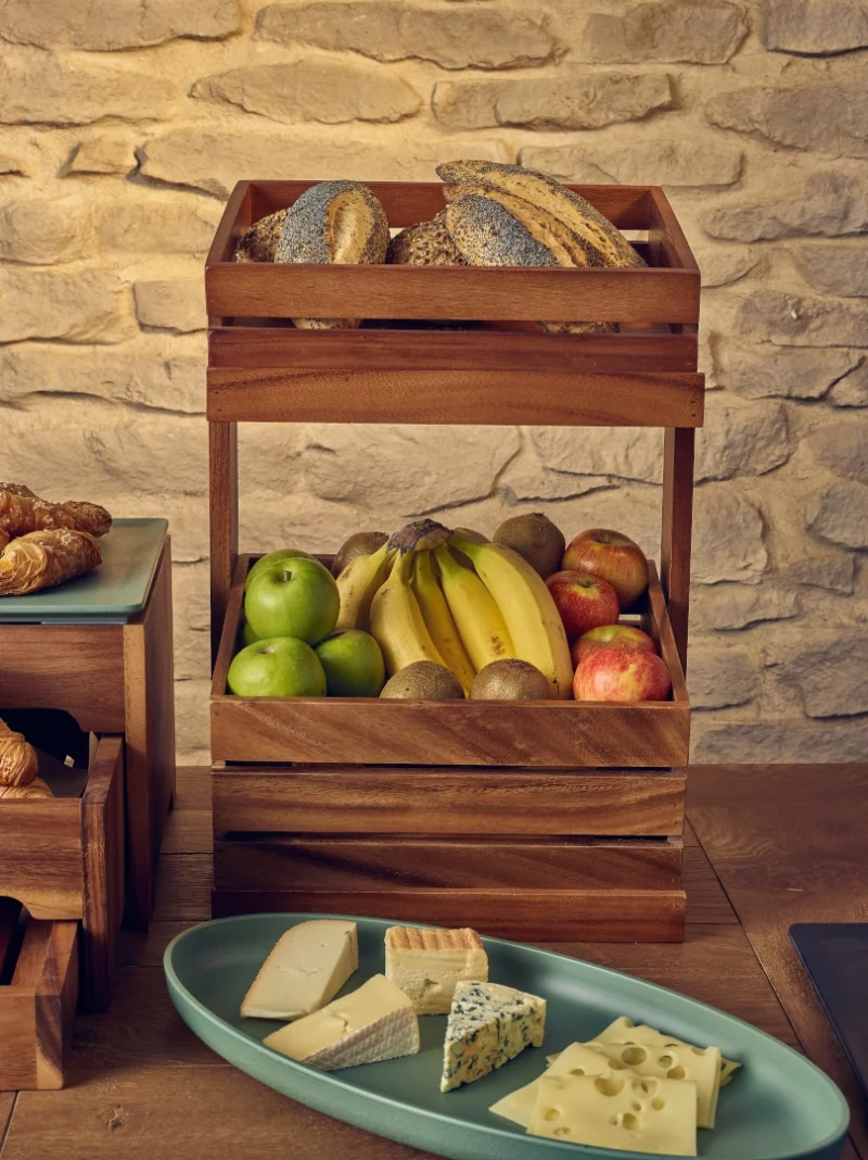 Buffet set up with Acacia Wood products