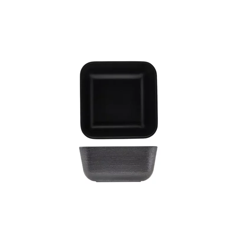 Melamine Black Jute Square Buffet Bowl 20cm