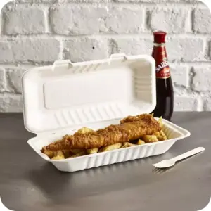 Bagasse Fish and Chip Clamshells