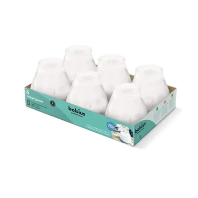 Pack of 6 White Bolsius Restaurant Candles