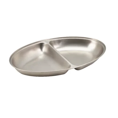 Stainless Steel Two Division Oval Vegetable Dish 25cm
