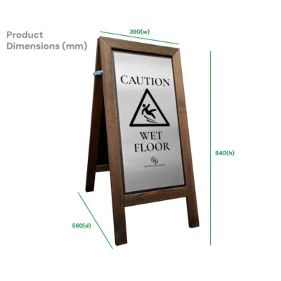 Premium Wooden Wet Floor Stand with Brushed Silver Aluminium Plate