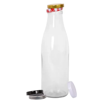 960ml Glass Water Milk Bottle with Metal Lids