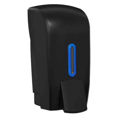 1 Litre Black Soap Dispenser Blue Window Halo
