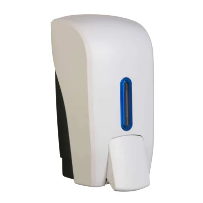 1 Litre White Soap Dispenser Blue Window Halo