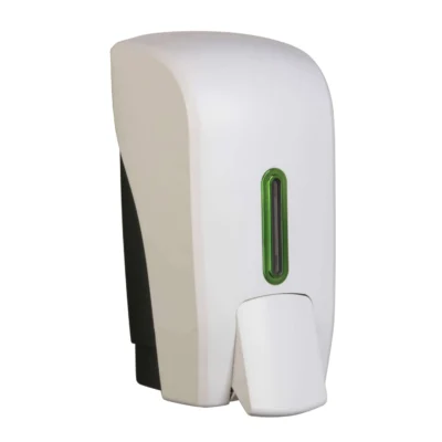 1 Litre White Soap Dispenser Green Window Halo