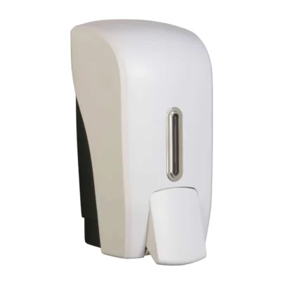1 Litre White Soap Dispenser Silver Window Halo