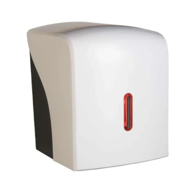 White Centre Feed Dispenser With Ruby Window Halo
