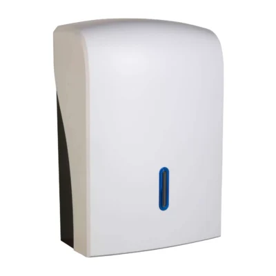 White Large Hand Towel Dispenser Blue Halo