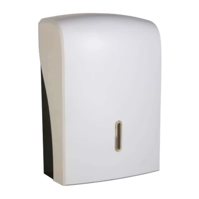 White Large Hand Towel Dispenser Gold Halo