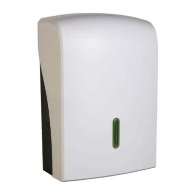 White Large Hand Towel Dispenser Green Halo