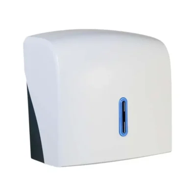 White Small Hand Towel Dispenser Blue Window Halo