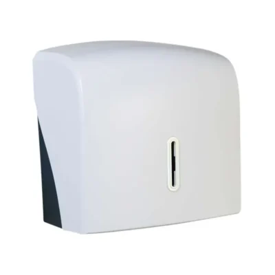 White Small Hand Towel Dispenser Pearl Window Halo