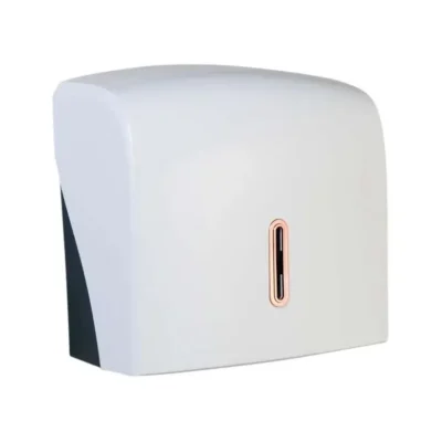 White Small Hand Towel Dispenser Rose Gold Window Halo
