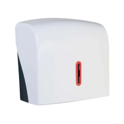 White Small Hand Towel Dispenser Ruby Window Halo