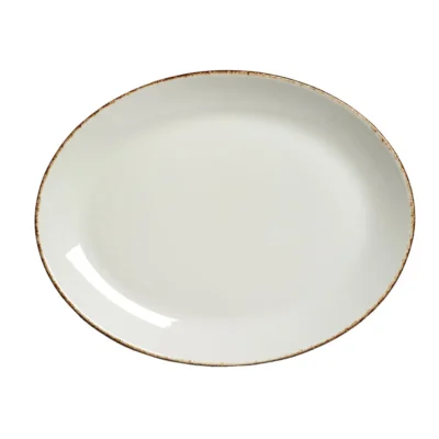 Brown Dapple Oval Coupe Plate 30-5cm